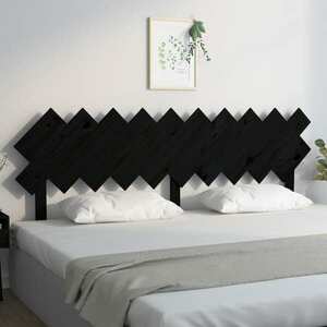 vidaXL Wezgłowie łóżka, czarne, 196x3x80, 5 cm, lite drewno sosnowe obraz