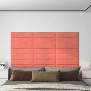 vidaXL Panele ścienne, 12 szt., różowe, 60x15 cm, aksamit, 1, 08 m² obraz