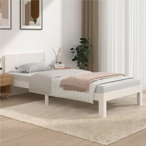 vidaXL Rama łóżka, biała, lite drewno sosnowe, 90 x 200 cm obraz