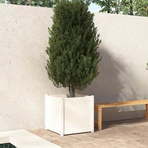 vidaXL Donica ogrodowa, biała, 60x60x60 cm, lite drewno sosnowe obraz