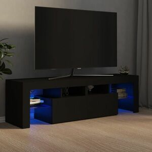 vidaXL Szafka pod TV z oświetleniem LED, czarna, 140x36, 5x40 cm obraz