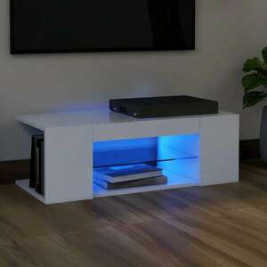 vidaXL Szafka pod TV z oświetleniem LED, biała, 90x39x30 cm obraz