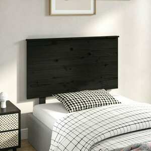 vidaXL Wezgłowie łóżka, czarne, 94x6x82, 5 cm, lite drewno sosnowe obraz