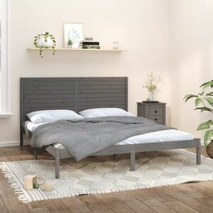 vidaXL Rama łóżka, szara, lite drewno, 200 x 200 cm obraz