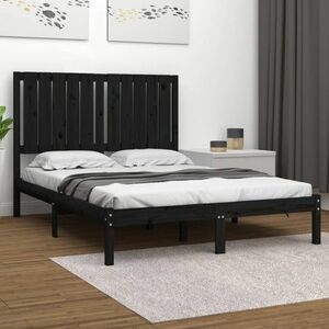 vidaXL Rama łóżka, czarna, lite drewno sosnowe, 120 x 200 cm obraz