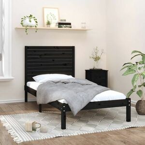 vidaXL Rama łóżka, czarna, lite drewno, 90x200 cm obraz