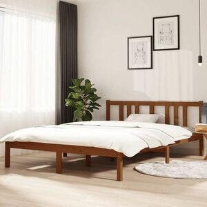 vidaXL Rama łóżka, miodowy brąz, lite drewno, 140 x 200 cm obraz