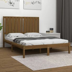 vidaXL Rama łóżka, miodowy brąz, lite drewno sosnowe, 120x200 cm obraz