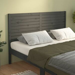 vidaXL Wezgłowie łóżka, szare, 206x4x100 cm, lite drewno sosnowe obraz
