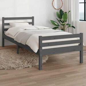 vidaXL Rama łóżka, szara, lite drewno, 90x190 cm, pojedyncza obraz