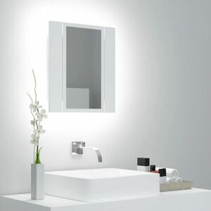 vidaXL Szafka łazienkowa z lustrem i LED, biała, 40x12x45 cm, akryl obraz