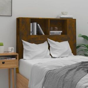 vidaXL Wezgłowie łóżka z półkami, przydymiony dąb, 100x18, 5x104, 5 cm obraz