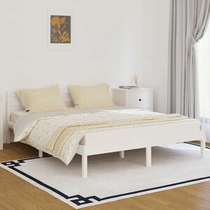 vidaXL Rama łóżka, lite drewno sosnowe, 160x200 cm, białe obraz