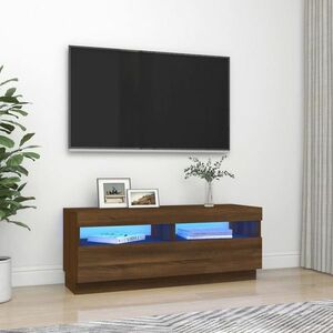 vidaXL Szafka pod TV z oświetleniem LED, brązowy dąb, 100x35x40 cm obraz