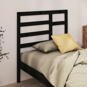 vidaXL Wezgłowie łóżka, czarne, 96x4x104 cm, lite drewno sosnowe obraz