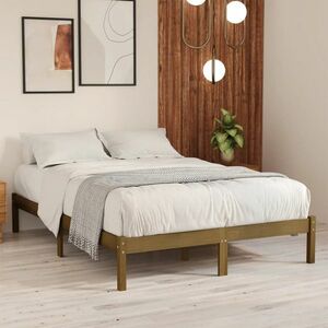vidaXL Rama łóżka, miodowy brąz, lite drewno sosnowe, 140 x 200 cm obraz