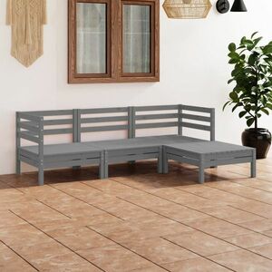 vidaXL 4-cz. zestaw wypoczynkowy do ogrodu z palet, drewniany, szary obraz