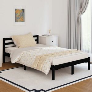 vidaXL Rama łóżka, lite drewno sosnowe, 120 x 200 cm, czarna obraz