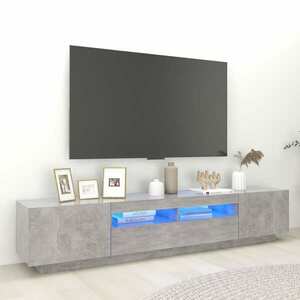 vidaXL Szafka pod TV z oświetleniem LED, szarość betonu, 200x35x40 cm obraz