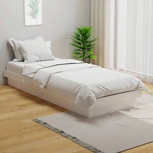 vidaXL Rama łóżka, biała, 75x190 cm, pojedyncza, lite drewno obraz