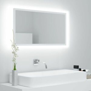 vidaXL Lustro łazienkowe z LED, białe, 80x8, 5x37 cm, akryl obraz