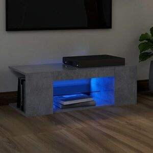 vidaXL Szafka pod TV z oświetleniem LED, szarość betonu, 90x39x30 cm obraz