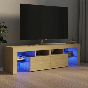 vidaXL Szafka TV z oświetleniem LED, dąb sonoma, 140x36, 5x40 cm obraz