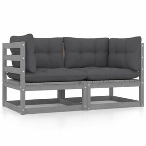 vidaXL 2-osobowa sofa ogrodowa z poduszkami, lite drewno sosnowe obraz
