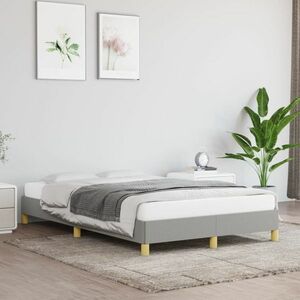vidaXL Rama łóżka, jasnoszara, 120 x 200 cm, tapicerowana tkaniną obraz