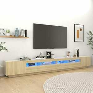 vidaXL Szafka pod TV z oświetleniem LED, dąb sonoma, 300x35x40 cm obraz