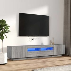vidaXL Zestaw 2 szafek TV z oświetleniem LED, szary dąb sonoma obraz