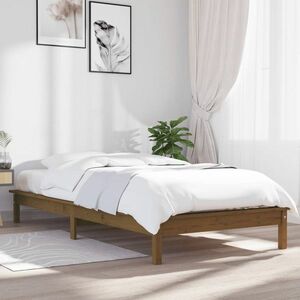 vidaXL Rama łóżka, miodowy brąz, 90 x 200 cm, lite drewno sosnowe obraz