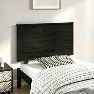 vidaXL Wezgłowie łóżka, czarne, 104x6x82, 5 cm, lite drewno sosnowe obraz