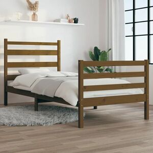 vidaXL Rama łóżka, lite drewno sosnowe, 90x200 cm, miodowy brąz obraz