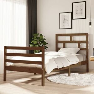 vidaXL Rama łóżka, miodowy brąz, lite drewno sosnowe, 90x200 cm obraz