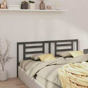 vidaXL Wezgłowie łóżka, szare, 186x4x100 cm, lite drewno sosnowe obraz