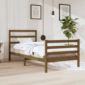 vidaXL Rama łóżka, miodowy brąz, lite drewno sosnowe, 90x200 cm obraz