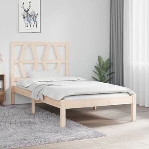 vidaXL Rama łóżka, naturalna, lite drewno sosnowe, 100 x 200 cm obraz