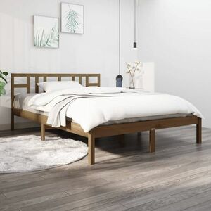 vidaXL Rama łóżka, miodowy brąz, lite drewno, 140x200 cm obraz