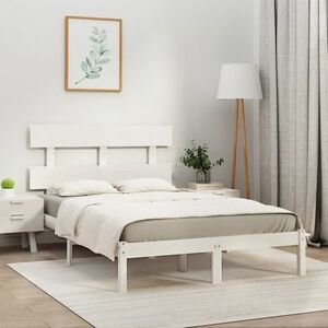 vidaXL Rama łóżka, biała, lite drewno, 200x200 cm obraz