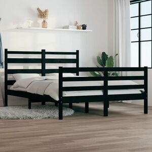 vidaXL Rama łóżka, lite drewno sosnowe, 160 x 200 cm, czarna obraz