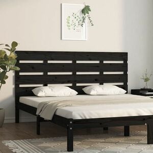 vidaXL Wezgłowie łóżka, czarne, 135x3x80 cm, lite drewno sosnowe obraz