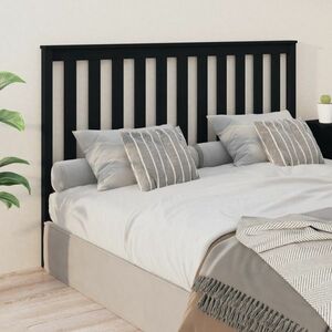 vidaXL Wezgłowie łóżka, czarne, 166x6x101 cm, lite drewno sosnowe obraz