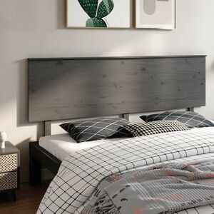 vidaXL Wezgłowie łóżka, szare, 204x6x82, 5 cm, lite drewno sosnowe obraz