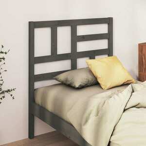 vidaXL Wezgłowie łóżka, szare, 96x4x104 cm, lite drewno sosnowe obraz