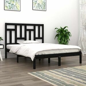 vidaXL Rama łóżka, czarna, lite drewno, 120x190 cm, podwójna obraz