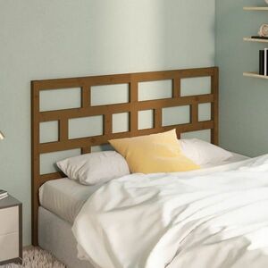 vidaXL Wezgłowie łóżka, brązowe, 146x4x100 cm, lite drewno sosnowe obraz