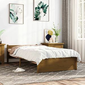 vidaXL Rama łóżka, miodowy brąz, lite drewno, 75x190 cm, pojedyncza obraz
