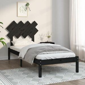 vidaXL Rama łóżka, czarna, 90x200 cm, lite drewno obraz