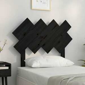 vidaXL Wezgłowie łóżka, czarne, 92x3x81 cm, lite drewno sosnowe obraz